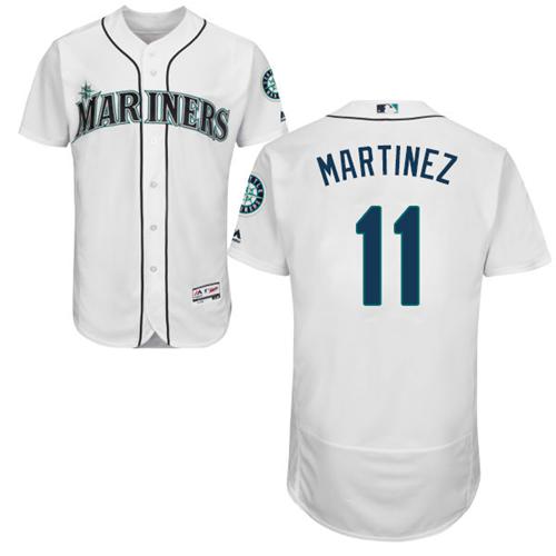 Mariners #11 Edgar Martinez White Flexbase Authentic Collection Stitched MLB Jersey